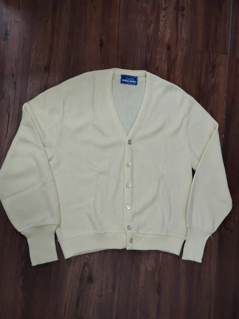 Vintage Arnold Palmer Robert Bruce Wool Cardigan Sweater Yellow